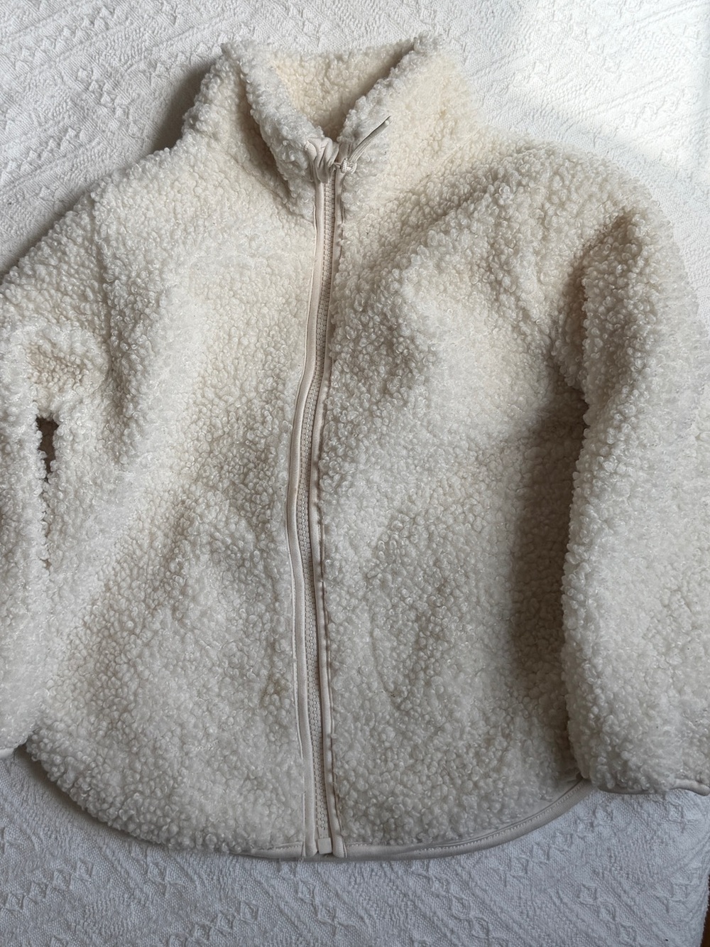 Girl H&M Cozy Cream Sherpa Full-Zip Jacket
